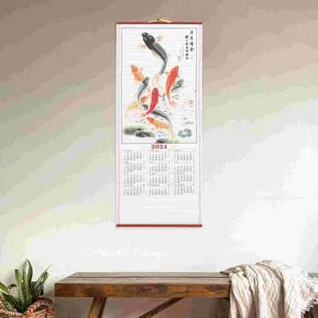 Tradicionālā Ķīniešu Kalendāra Ritiniet Karājas Kalendārs Karājas Kalendārā Gada Pūķis Kalendārs Birojs Imitācija Bambusa 1