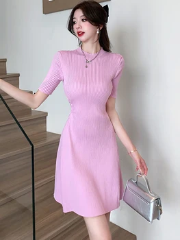 Violeta Adīta Īsām Piedurknēm, Elegants Dobi No Mini Kleita Sievietēm Vasarā Elegants Balles Kleitu 2023 Korejas Modes Gadījuma Kleita 1