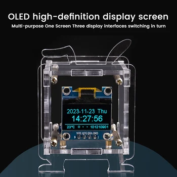 ESP8266 Mini Elektronisko Pulksteni Komplekts 0.96 OLED Displejs 2.4 G Wifi Tīklu DIY Metināšanai ar Shell 3