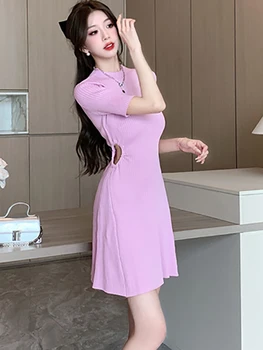 Violeta Adīta Īsām Piedurknēm, Elegants Dobi No Mini Kleita Sievietēm Vasarā Elegants Balles Kleitu 2023 Korejas Modes Gadījuma Kleita 4