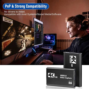 2X Video Capture Karte, Slēdzis Uzņemšanas Kartes Switch, 4K 1080P 60FPS Straumēšanas Video Ierakstīšanu PS4/DSLR/Kameru 4