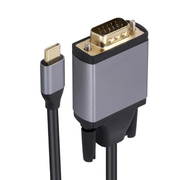 Metāla USB C/C Tipa VGA Pārveidotājs Kabelis Visi Lietotāji Izrādes T5EE 4