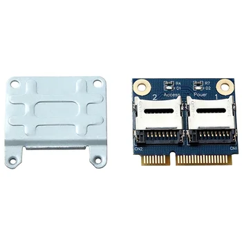 3X 2 SSD HDD Klēpjdators Dual Micro - SD SDHC SDXC TF uz Mini PCIe Atmiņas Karšu Lasītājs MPCIe 2 Mini-Sdcards Adapteri 4