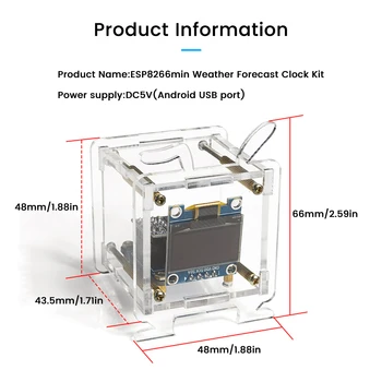 ESP8266 Mini Elektronisko Pulksteni Komplekts 0.96 OLED Displejs 2.4 G Wifi Tīklu DIY Metināšanai ar Shell 4
