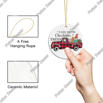 Putuo Dekoru 1pc Fram Frensh Ziemassvētki Koku Keramikas Hanging signāls,Sienu Mākslas Dekorēšanai Ziemassvētku Eglīte Dekori Jauno Gadu ,3X3 Cm 5