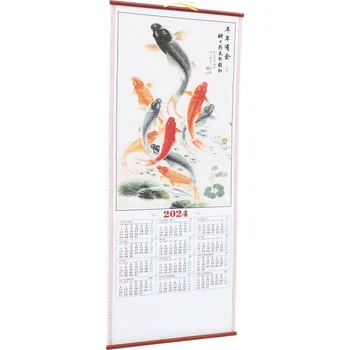Tradicionālā Ķīniešu Kalendāra Ritiniet Karājas Kalendārs Karājas Kalendārā Gada Pūķis Kalendārs Birojs Imitācija Bambusa 5