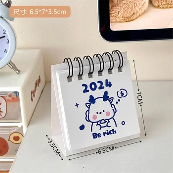 2024 Loose Leaf Gredzenu Kalendāra Radošās Cartoon Desktop Mini Kalendārs Studentu Dienas Rekordu Kalendārā Grāmatu, Apdare, Rotājumi Jaunas 5